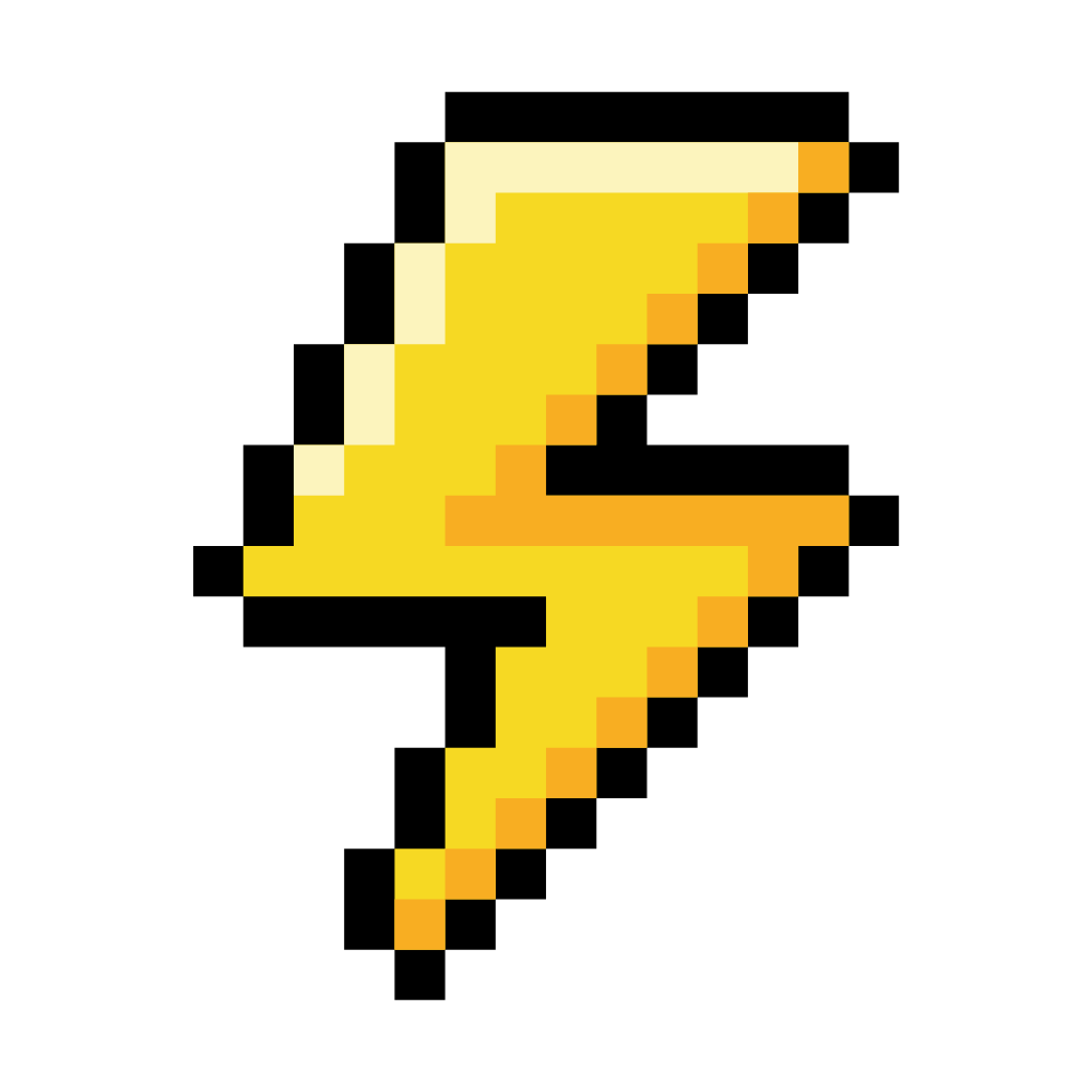 Pixelated yellow lightning bolt on a white background