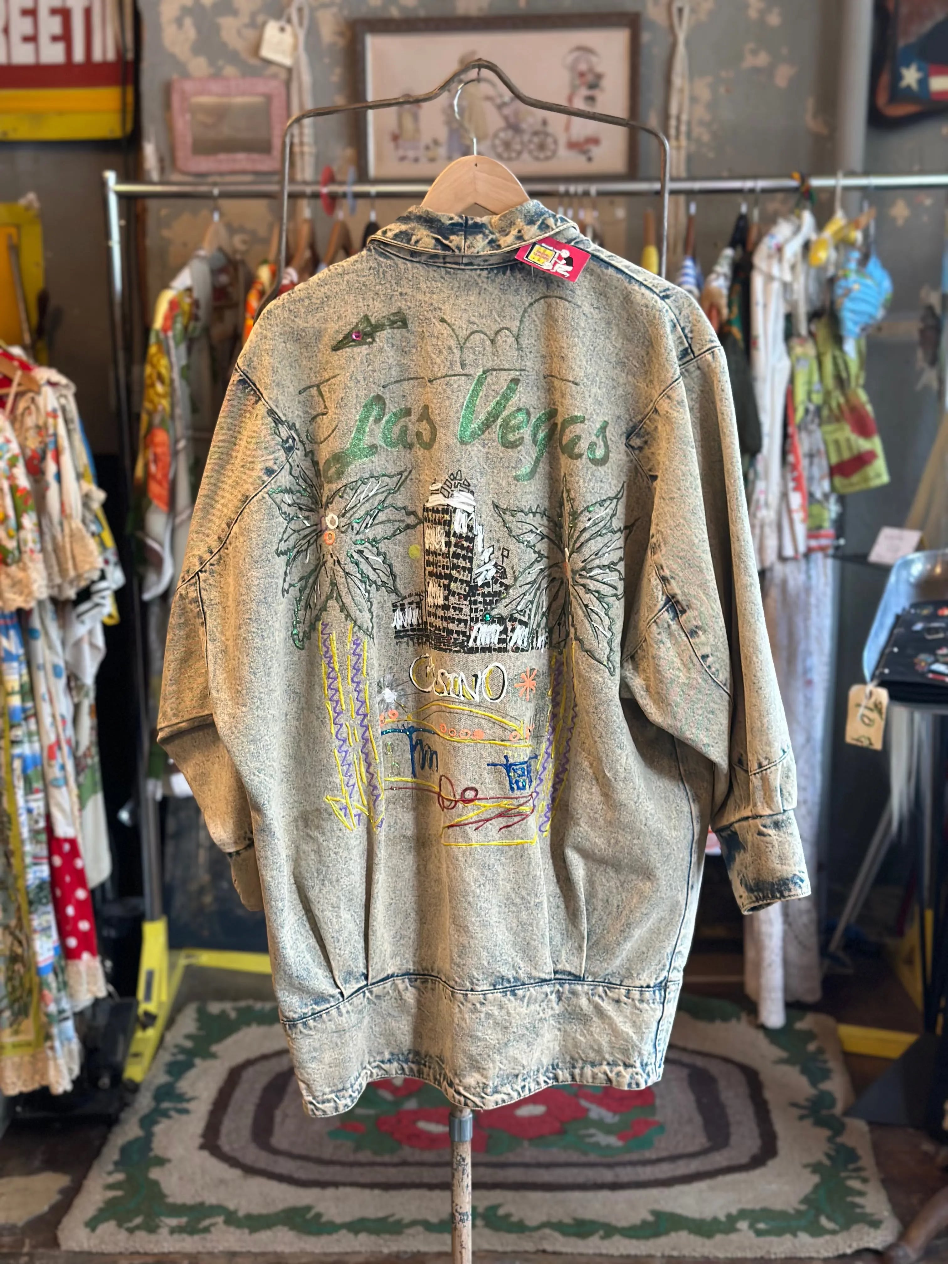 Handpainted Las Vegas Jean Jacket Grand Leaners