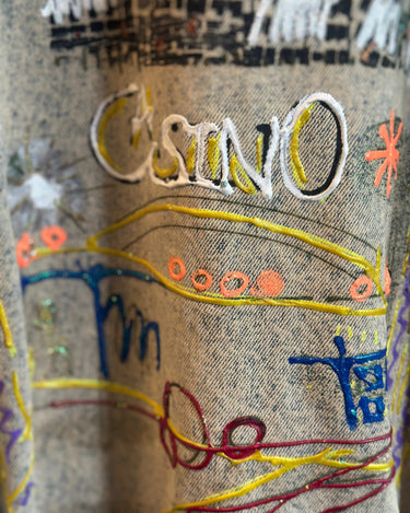 Handpainted Las Vegas Jean Jacket Grand Leaners