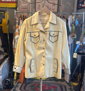 Mod-Maid Vintage Mod Pleather Western Jacket, Cream, Large Grand Leaners