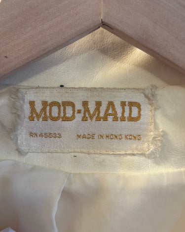 Mod-Maid Vintage Mod Pleather Western Jacket, Cream, Large Grand Leaners
