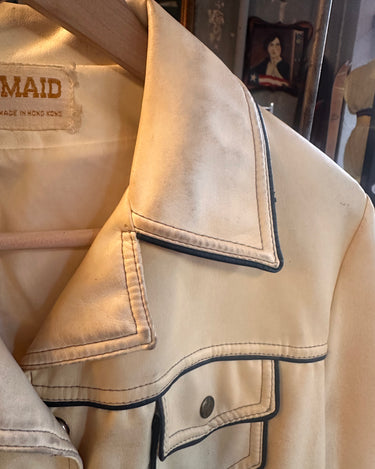 Mod-Maid Vintage Mod Pleather Western Jacket, Cream, Large Grand Leaners