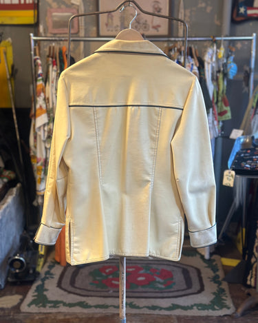 Mod-Maid Vintage Mod Pleather Western Jacket, Cream, Large Grand Leaners