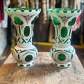 Pair of Bohemian Cut Glass Vases Grand Leaners
