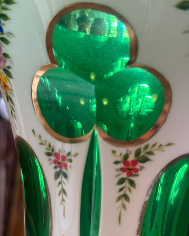 Pair of Bohemian Cut Glass Vases Grand Leaners